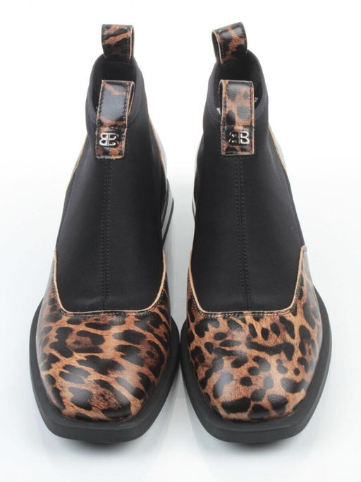 01-B44B-81PC BROWN/LEOPARD Ботинки демисезонные женские (натуральная кожа, текстиль, байка)