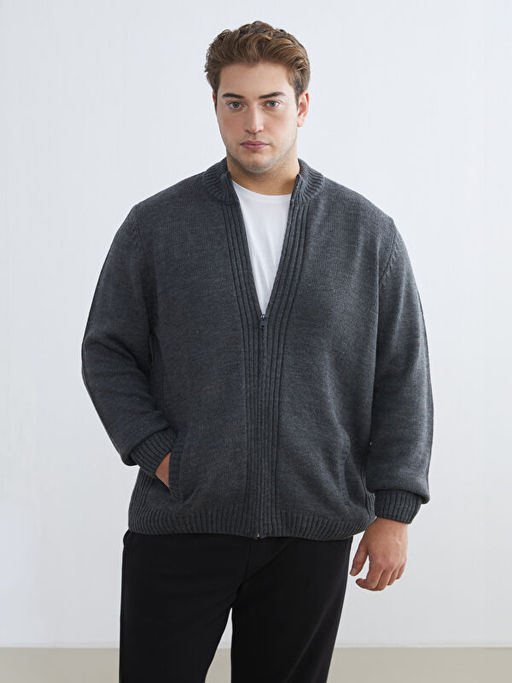 B?y?k Beden Standart Kal?p Dik Yaka Erkek Triko H?rka