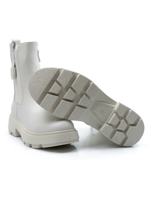 01-PCX55-2 WHITE Ботинки демисезонные женские (натуральная кожа, байка)