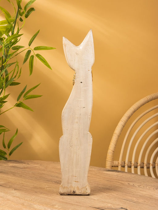 Сувенир «Кошка», белая, 60×12×6 см, дерево, МИКС