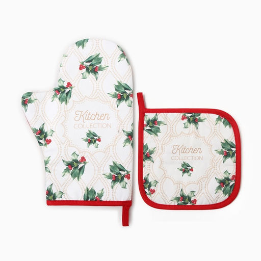Набор подарочный Этель Christmas melody, варежка 20?28 см, прихватка 19?19 см, хлопок 100%  фото 2