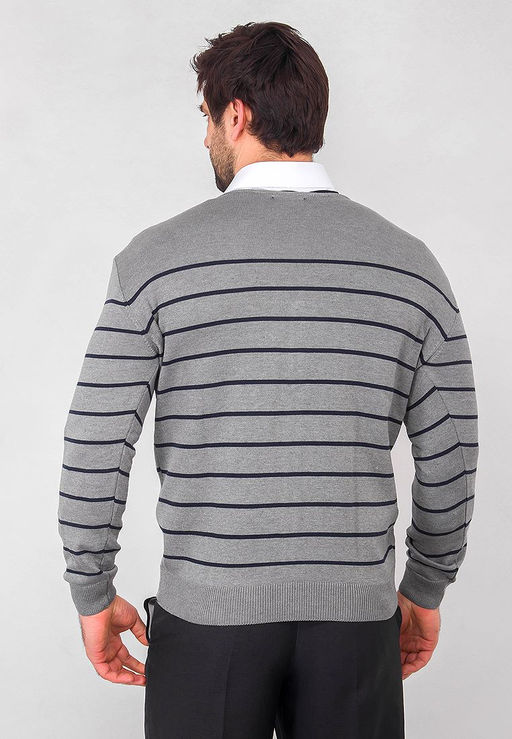 Кардиган мужской GREG G135-50-полоса (серый)  фото 6