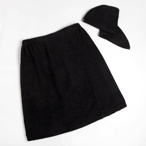 Набор для сауны Экономь и Я:полотенце-парео 68*150см + чалма, цв.черный, 100%хл, 320 г/м2  фото 3