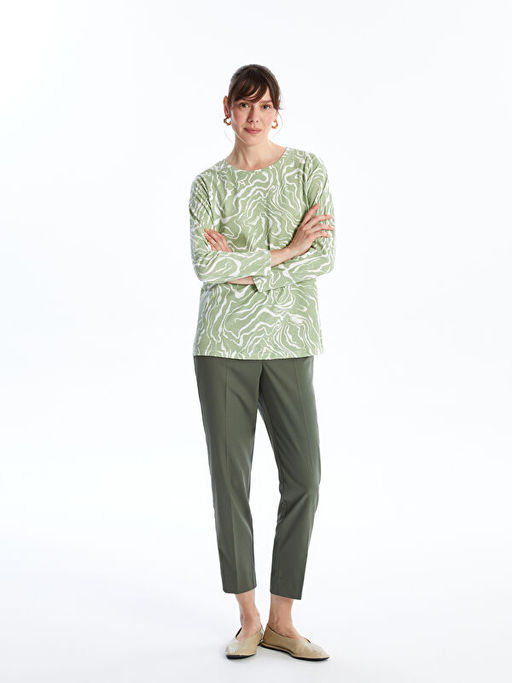 Bisiklet Yaka Desenli Kad?n Bluz