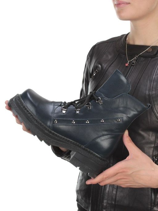 04-926-LACI DARK BLUE Ботинки зимние женские (натуральная кожа, натуральный мех) - Фабричный китай фото 2