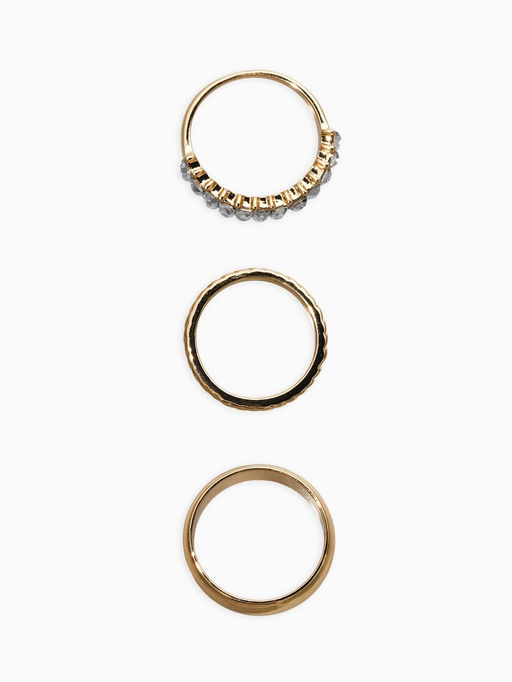 Набор колец 3 шт "Новый стиль" дорожка, размер МИКС, цвет белый в золоте