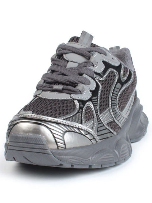 05-P247-1 BLACK/SILVER Кроссовки женские (искусственные материалы, сетка)