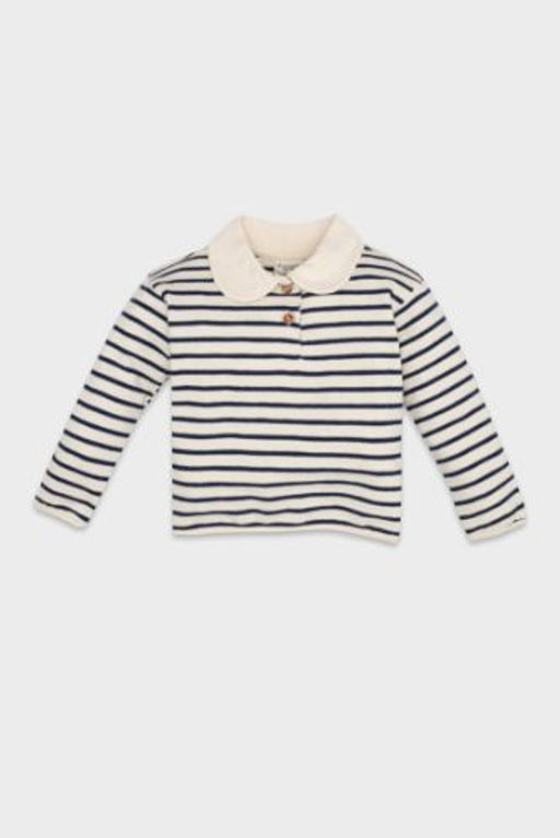K?z Bebek Bebe Yaka Dugmeli Ici Yumusak Tuylu Cizgili Sweatshirt