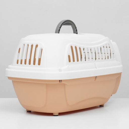 Переноска для животныхпластиковая с металлической дверью 47х32,5х30 см, вес до 9 кг, персиковая 93 - Пижон фото 5