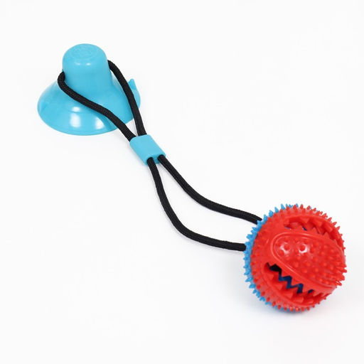 Игрушка для собак Шар для лакомств на присоске, 40 х 8 см, голубая - Пижон фото 2