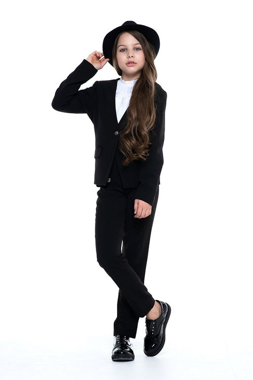 Чёрный школьный жакет для девочки Инфанта, модель 0711  фото 8