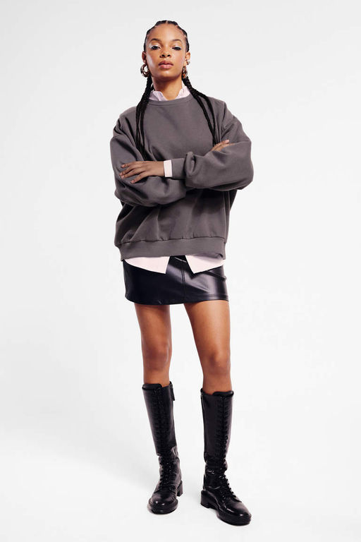 Толстый толстый свитшот Cool Oversize с круглым вырезом - Defacto фото 2