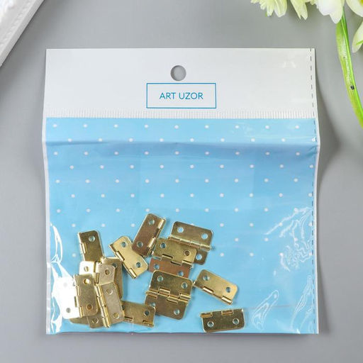 Цена за 4 шт. Петля для шкатулки (ключницы), металл, с закругленными углами, набор 15 шт., 1.7×1.9 см