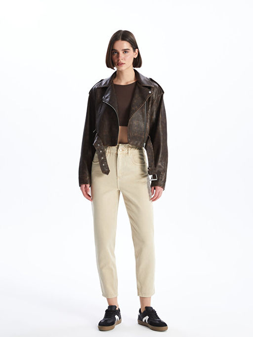 Beli Lastikli Slouchy Fit Kad?n Jean Pantolon - Waikiki фото 2