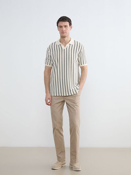 Polo Yaka ?izgili Penye Erkek Ti??rt