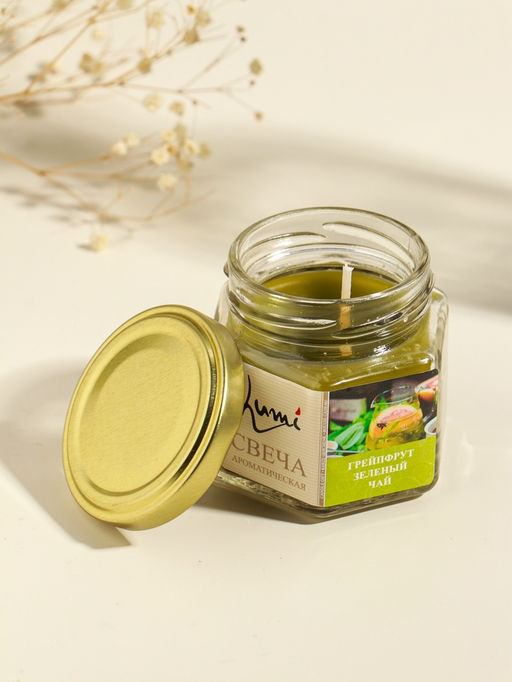 Ароматическая свеча в банке, 70 г, воска, грейпфрут и зелёный чай