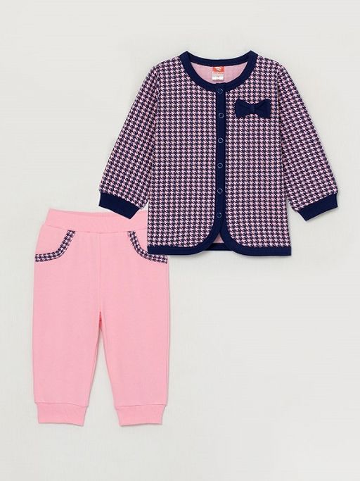 CRB wear/CWNG 90060-27-298 Комплект для девочки (кофточка, брюки), розовый-темно-синий/Ex.Cherubino  фото 2