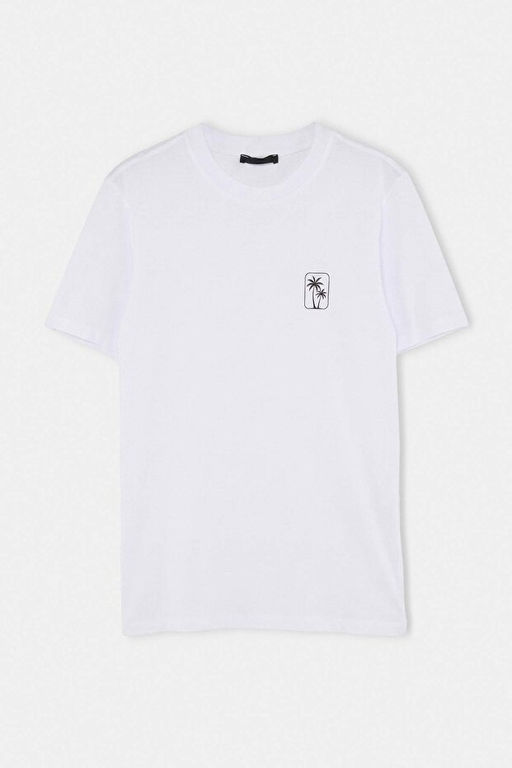Beyaz D___k Omuz Regular Palmiye Bask_l_ %100 Pamuk T-Shirt TMNSS26TS00080 - Trendyolmilla фото 2
