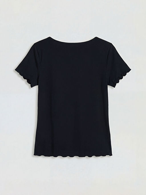 V Yaka Fiyonklu Kad?n ?ortlu Pijama Tak?m?