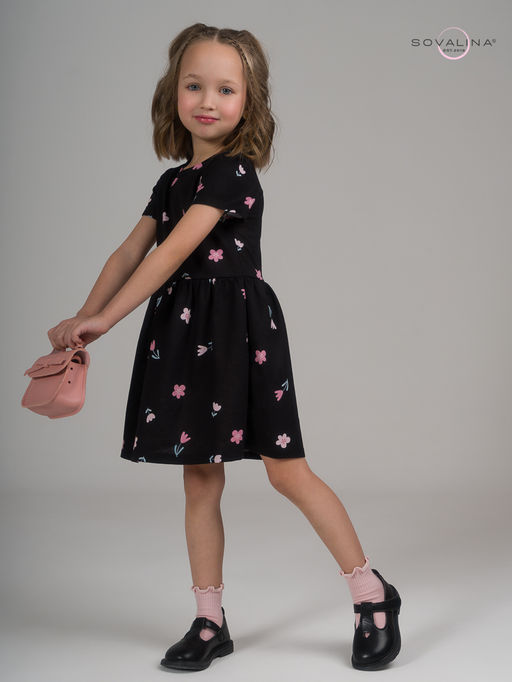 Платье Лето тюльпаны на черном