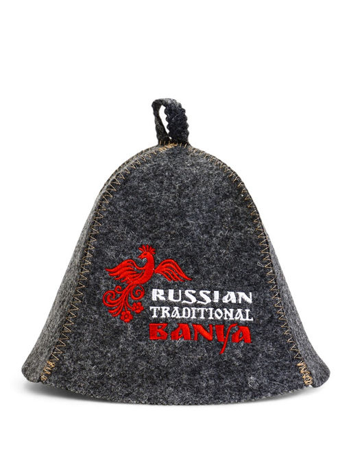 Шапка для бани и сауны «Русские традиции», шерсть 50%, полиэфир 50%, серая