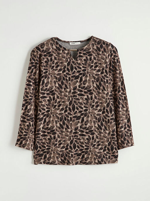 Bisiklet Yaka ?i?ekli Bluz