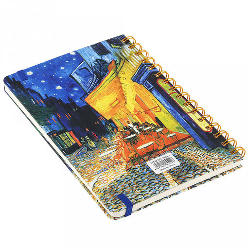 Блокнот для заметок 80 листов "Шедевры Ван Гога" 14,4х20,5см, в линейку, отрывные, обложка - цветной картон, на спирали, с резинкой, рисунок в ассортименте, ПП пакет 15,5х21х1,5см (Китай)