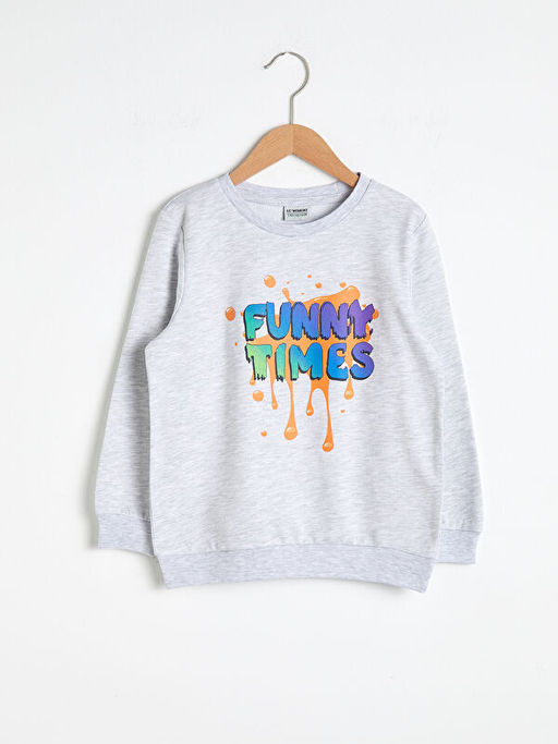 Erkek ?ocuk Bask?l? Sweatshirt