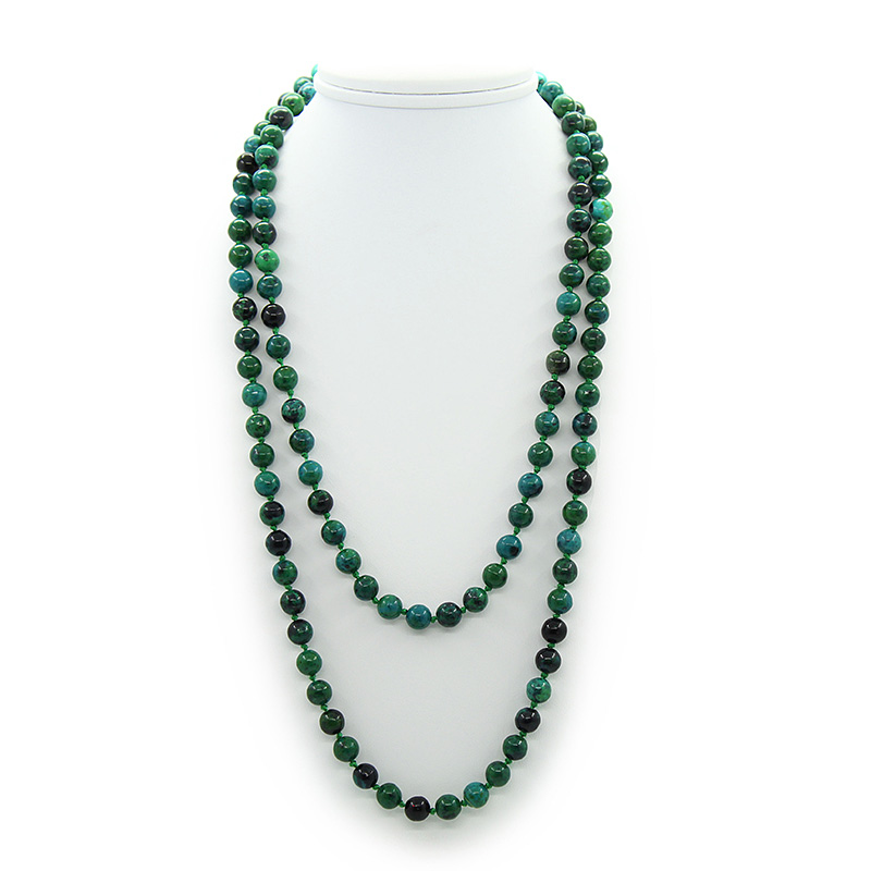 Бусы хризоколла (имитация), круглые бусины 8мм, длинные 120см