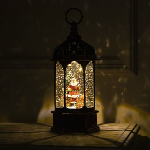 Светодиодная фигура «Фонарь с Дедом Морозом» 11.2×18.5×11.2 см, пластик, от батареек ААх3, USB, свечение тёплое белое