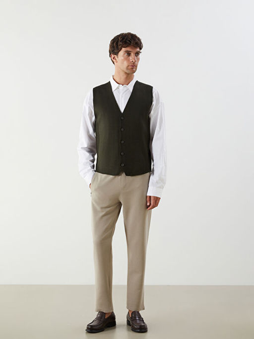 Standart Kal?p V Yaka Erkek Triko Yelek