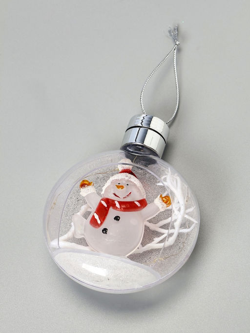 Ёлочный шар Снеговик, 5 LED, от батареек, свечение тёплое белое - Luazon lighting фото 13