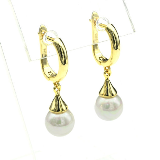 Серьги с майоркой шарик 10мм цв.белый, золотистые.