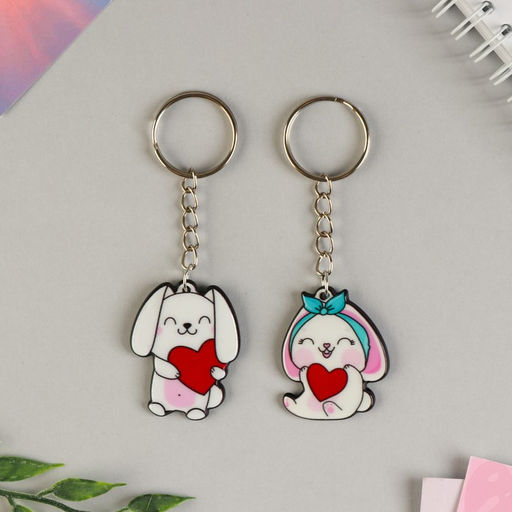 Цена за 2 шт. Брелок для ключей парный «Моей любимке», акриловый, 13,3 х 8