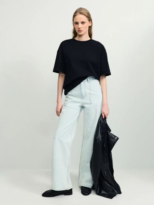 Базовая футболка оверсайз из хлопка / Zarina фото 2