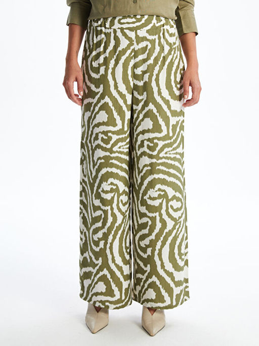 Beli Lastikli Desenli Kad?n Pantolon