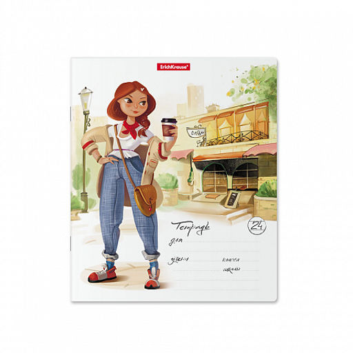 Цена за 10 шт. Тетрадь школьная ученическая ErichKrause Девочки-красавицы, 24 листа, линейка (в плёнке по 10 шт.)_MIX-PACK  фото 6