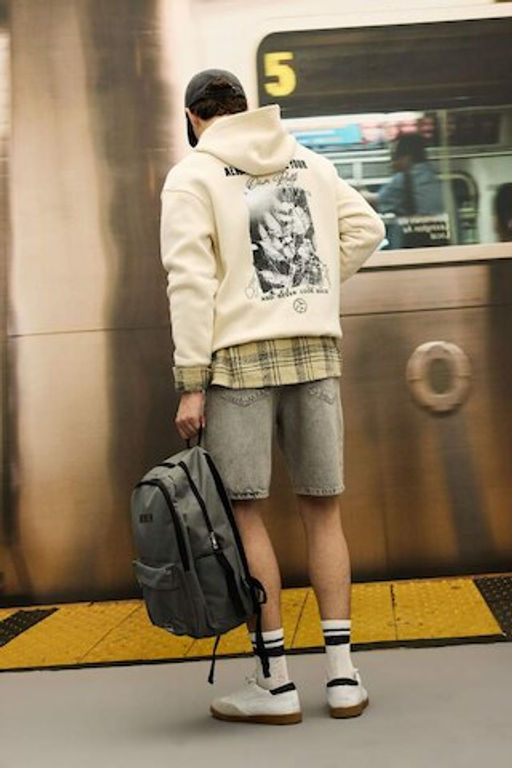 Толстовка свободного покроя с капюшоном и принтом на спине - Defacto фото 3