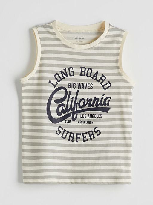 Bisiklet Yaka ?izgili Erkek ?ocuk Atlet