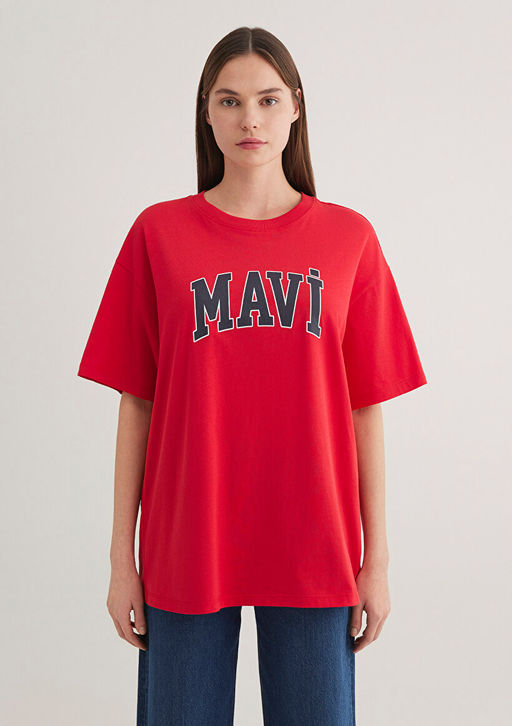 Mavi Logo Bask?l? K?rm?z? Tisort  фото 5