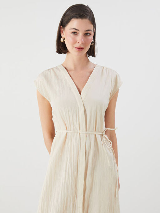 V Yaka Dokulu Elbise