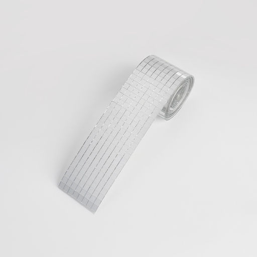 Зеркальная мозаика клеевая, 0.5×0.5 см, 8 рядов 4 см, 1±0.1 м, серебряное стекло