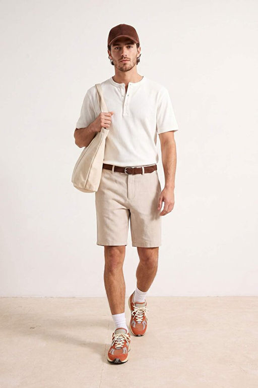 Bej Esnek Beli Kemerli Erkek _ort & Bermuda TMNSS26SR00027 - Trendyolmilla фото 2