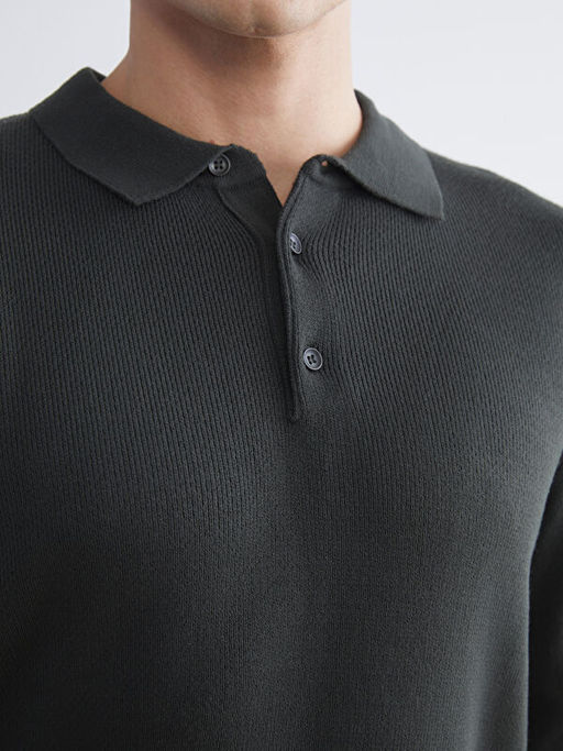 Polo Yaka Uzun Kollu Erkek Triko Kazak