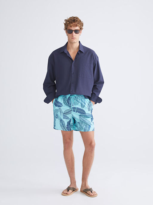 K?sa Boy Desenli Erkek Deniz ?ortu