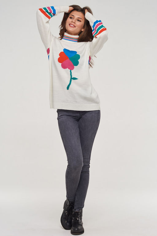 Свитер женский молоко/зеленый лес/бутон розы/оранжевая осень/звездный BE YOU