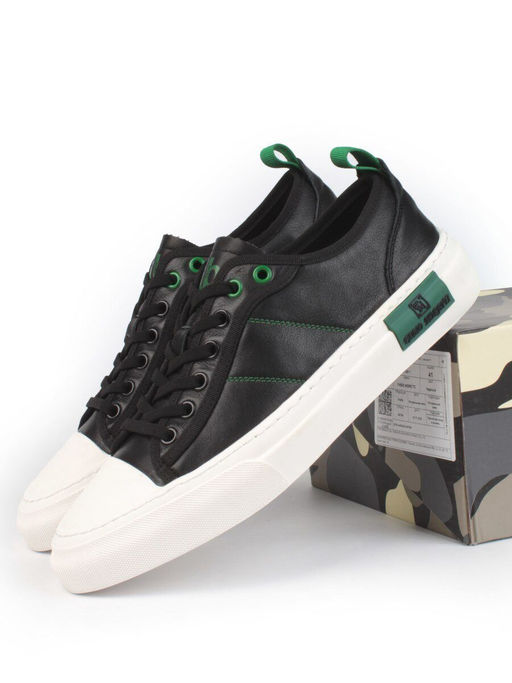 03-0106-1 BLACK/GREEN Полуботинки спортивные мужские (натуральная кожа) - Фабричный китай фото 13