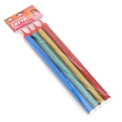 Свечи фонтаны в торт цветные, 4 шт., 25 см, горение 60 сек