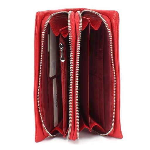 Кошелек женский натуральная кожа Cossroll-2203-9907-1, на молнии, 2отд, 16карм, красный SALE 248028