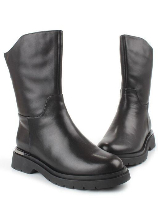 Z4228M BLACK Полусапоги зимние женские (натуральная кожа, натуральный мех)